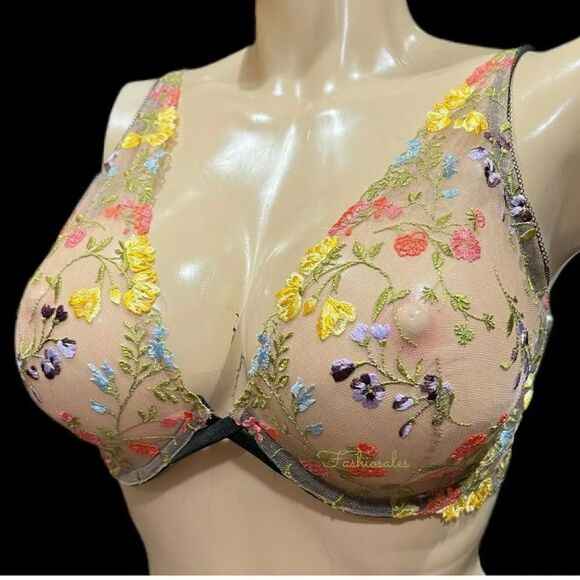 Victoria’s Secret Dream Angels Unlined Plunge Floral Embroidered Sheer bra 34A - Picture 8 of 8
